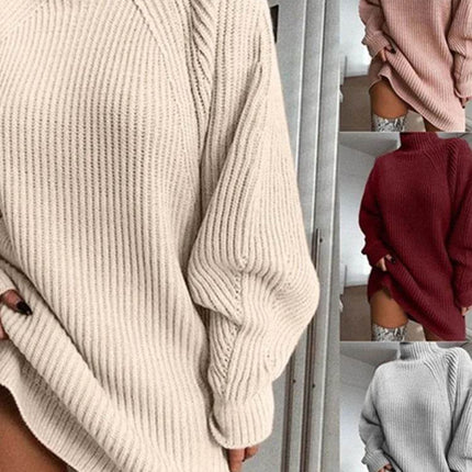Women Pink Turtleneck Casual Mini Sweater Dress - Sweater Dress - ForeFair - Mad Fly Essentials