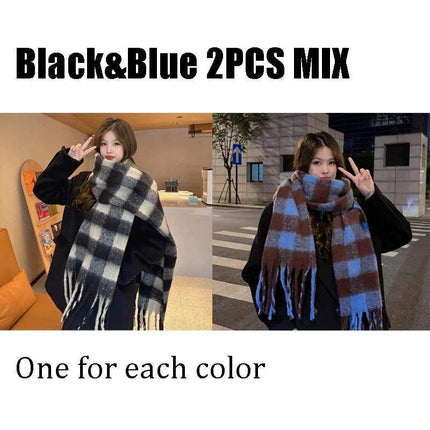 Women Plaid Scarves Tassel Shawl Wrap Scarf - Scarf - RUNMEIFA - Mad Fly Essentials