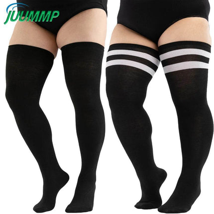 Women Plus Black White Thigh High Socks - Socks - JUUMMP - Mad Fly Essentials