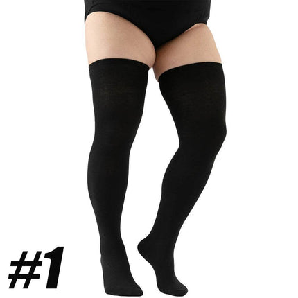Women Plus Black White Thigh High Socks - Socks - JUUMMP - Mad Fly Essentials