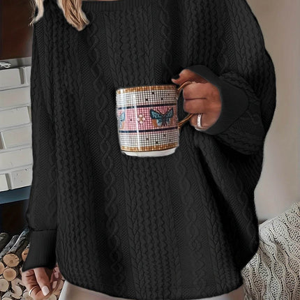 Women Plus Cable Knit Loose Sweater - Sweater - Pateekate - Mad Fly Essentials