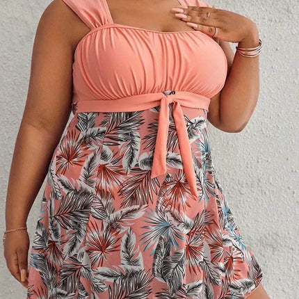 Women Plus Floral 2pc Beach Tankini Swimwear Set - Swimwear Set - Blitz Swimwear - Mad Fly Essentials