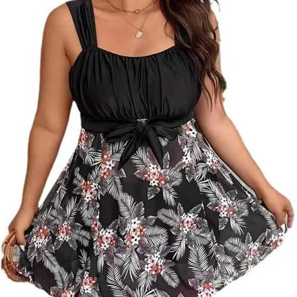 Women Plus Floral 2pc Beach Tankini Swimwear Set - Swimwear Set - Blitz Swimwear - Mad Fly Essentials