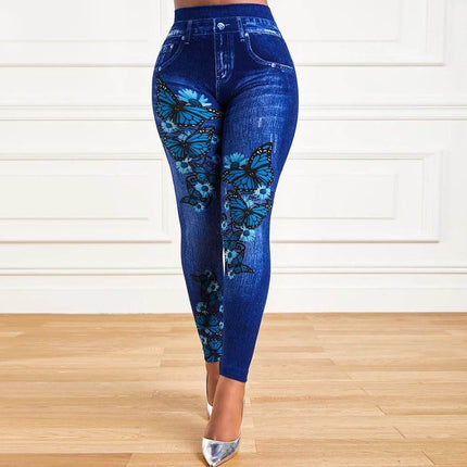 Women Plus Size High Waist Denim Look Leggings - Leggings - LAPA - Mad Fly Essentials
