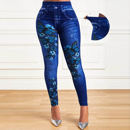 Women Plus Size High Waist Denim Look Leggings - Leggings - LAPA - Mad Fly Essentials