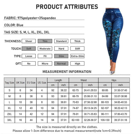 Women Plus Size High Waist Denim Look Leggings - Mad Fly Essentials
