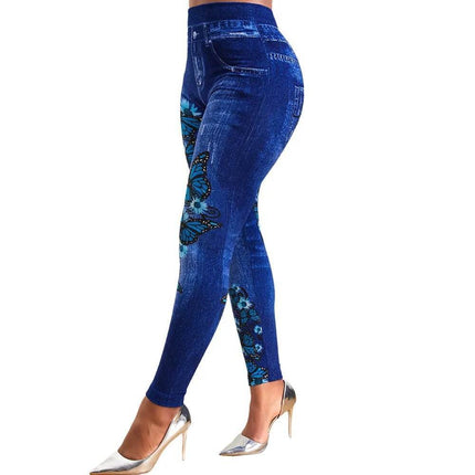 Women Plus Size High Waist Denim Look Leggings - Leggings - LAPA - Mad Fly Essentials