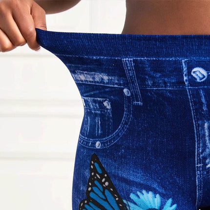 Women Plus Size High Waist Denim Look Leggings - Leggings - LAPA - Mad Fly Essentials