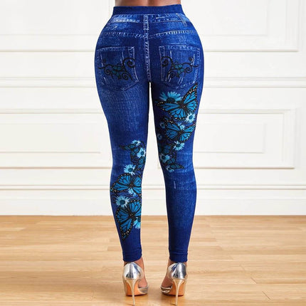 Women Plus Size High Waist Denim Look Leggings - Leggings - LAPA - Mad Fly Essentials