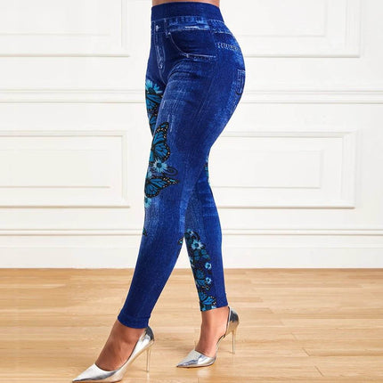 Women Plus Size High Waist Denim Look Leggings - Leggings - LAPA - Mad Fly Essentials