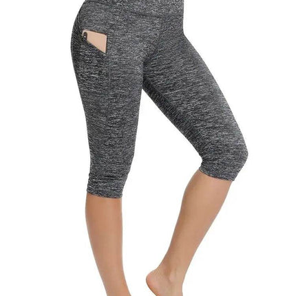 Women Pocket Capris 3/4 Solid Fitness Leggings - Fitness Leggings - Burlapp - Mad Fly Essentials