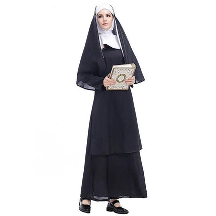 Women Priest Halloween Nun Black Robes Cosplay Costume - Costume - ROLECOS - Mad Fly Essentials