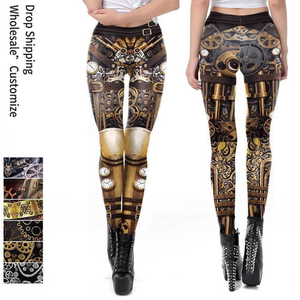 Women Punk Retro Robot 3D Fitness Leggings - Fitness Leggings - Fitness Essentials - Mad Fly Essentials