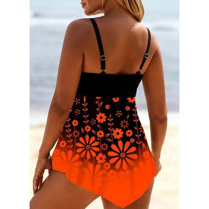 Women Purple Floral Tankini Swimwear Set - Swimwear Set - Swimmart - Mad Fly Essentials