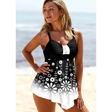 Women Purple Floral Tankini Swimwear Set - Swimwear Set - Swimmart - Mad Fly Essentials