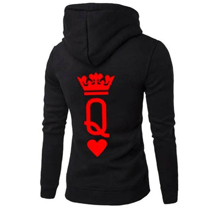 Women Queen Crown Print Couple Hoodies - Hoodies - Family Matching - Mad Fly Essentials