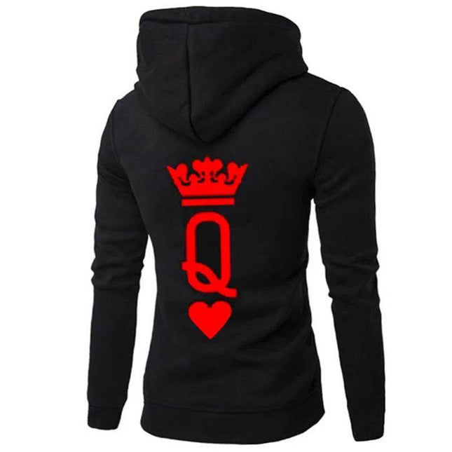 Women Queen Crown Print Couple Hoodies - Hoodies - Family Matching - Mad Fly Essentials