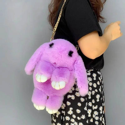 Rabbit Fur Pompoms Chain Tote Bag Women Accessories - Women Accessories - MoonBiffy - Mad Fly Essentials