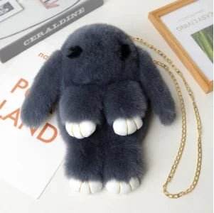 Women Rabbit Fur Pompoms Chain Tote Bag - Mad Fly Essentials