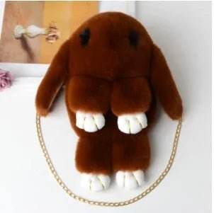 Women Rabbit Fur Pompoms Chain Tote Bag - Mad Fly Essentials