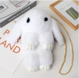 Women Rabbit Fur Pompoms Chain Tote Bag - Mad Fly Essentials