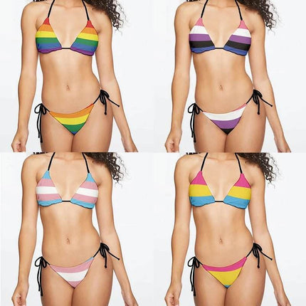 Women Rainbow Beach 3D Bikini Swimwear Set - Mad Fly Essentials