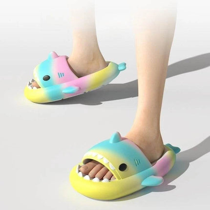 Women Rainbow Gradient Shark Slippers - Slippers - TECHOME - Mad Fly Essentials