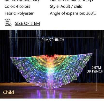 Women Rainbow LED Belly Dancing Wings - Mad Fly Essentials
