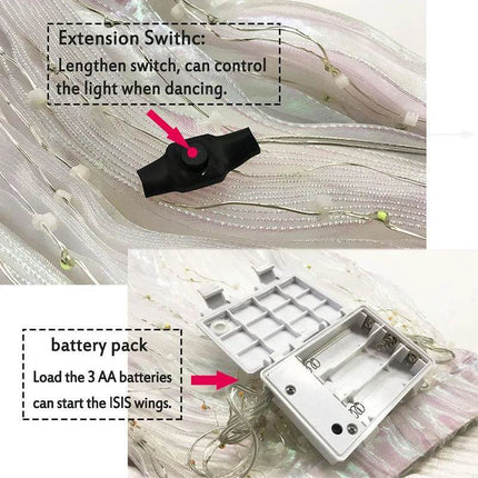 Women Rainbow LED Belly Dancing Wings - Mad Fly Essentials