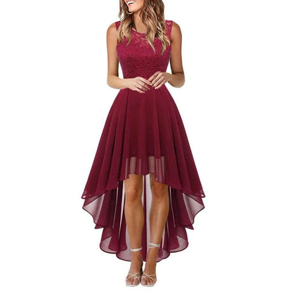 Women Red Chiffon Evening MIDI Dress - Mad Fly Essentials