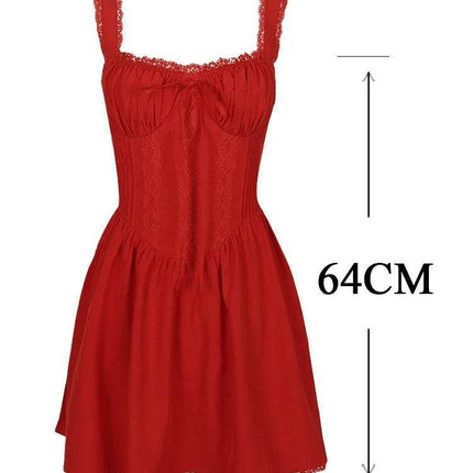 Women Red Spaghetti Strap A - Line Dress - A - Line Dress - Suninheart - Mad Fly Essentials