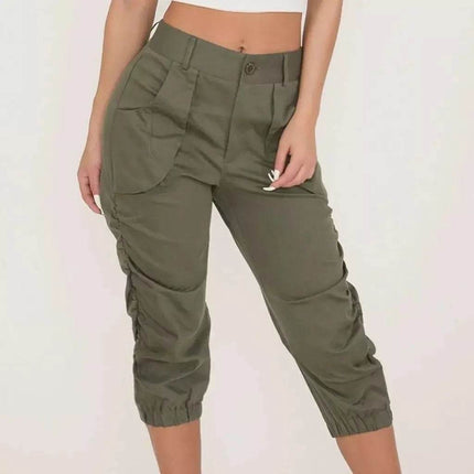 Women Relaxed - fit Capri Cargo Pants - Cargo Pants - Cryptographic - Mad Fly Essentials
