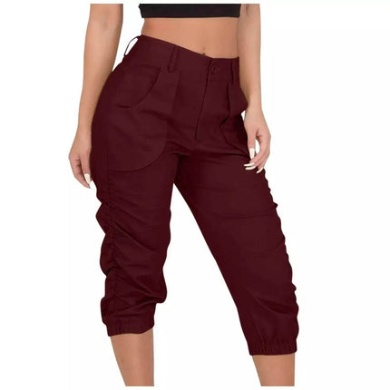 Women Relaxed - fit Capri Cargo Pants - Cargo Pants - Cryptographic - Mad Fly Essentials