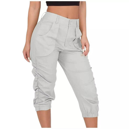Women Relaxed - fit Capri Cargo Pants - Cargo Pants - Cryptographic - Mad Fly Essentials
