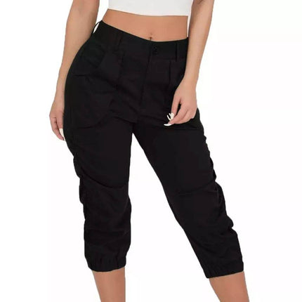 Women Relaxed - fit Capri Cargo Pants - Cargo Pants - Cryptographic - Mad Fly Essentials