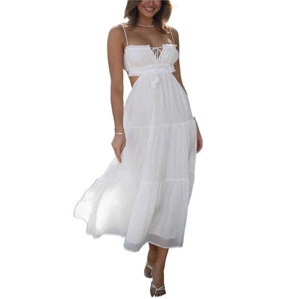 Women Bohemian Summer White MIDI Dress - Mad Fly Essentials