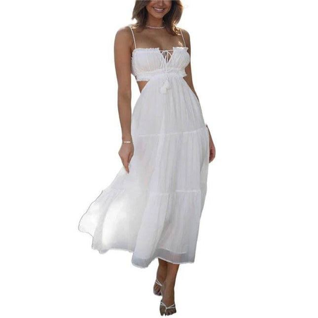Women Bohemian Summer White MIDI Dress - Mad Fly Essentials