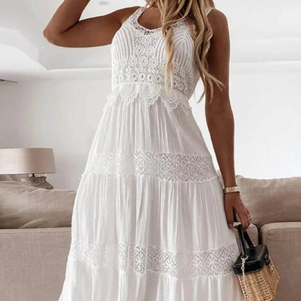 Women Retro Bohemian Summer White MIDI Dress - MIDI Dress - Goocheer - Mad Fly Essentials
