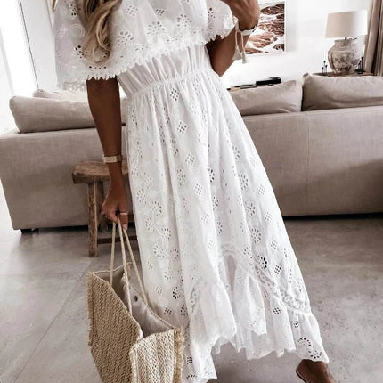 Women Retro Bohemian Summer White MIDI Dress - MIDI Dress - Goocheer - Mad Fly Essentials