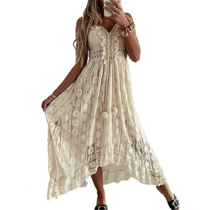 Women Retro Bohemian Summer White MIDI Dress - MIDI Dress - Goocheer - Mad Fly Essentials