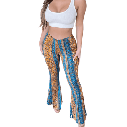 Women Retro Floral Straight Boho Pants - Pants - Eliza - Mad Fly Essentials