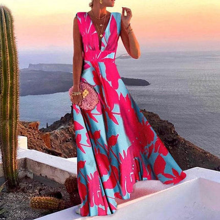 Women Retro Floral Summer Apparel Party Maxi Dress - Maxi Dress - ELSVIOS - Mad Fly Essentials