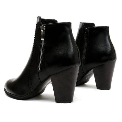 Women Retro Side Zip Heel Boots - Boots - COZOK - Mad Fly Essentials