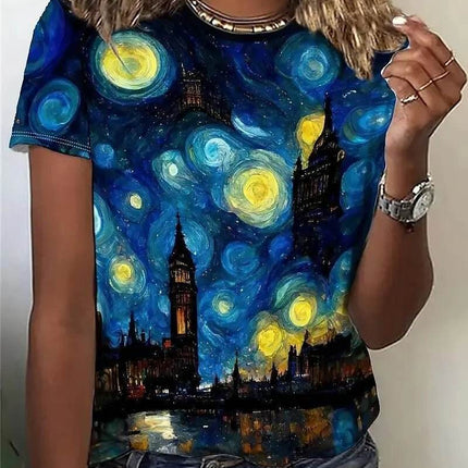 Women Retro Starry Night Van Gogh 3D Shirt - Mad Fly Essentials