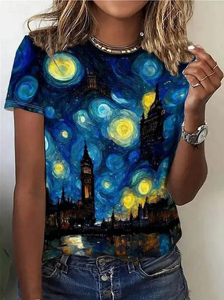 Women Retro Starry Night Van Gogh 3D Shirt - Mad Fly Essentials