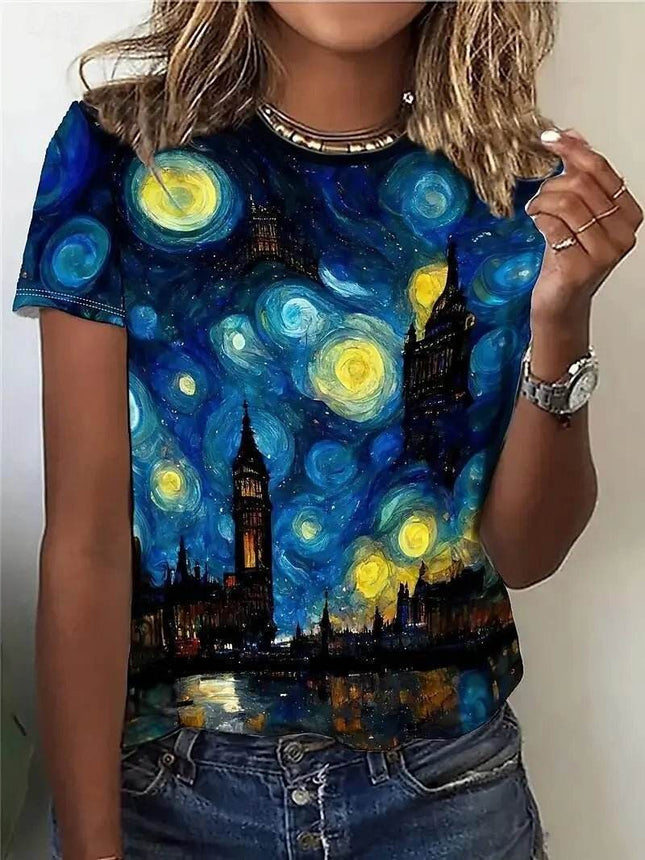Women Retro Starry Night Van Gogh 3D Shirt - Mad Fly Essentials