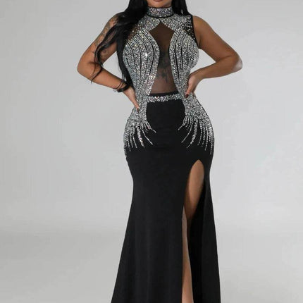 Women Sequin Black Prom Evening Maxi Dress - Maxi Dress - Ectic - Mad Fly Essentials