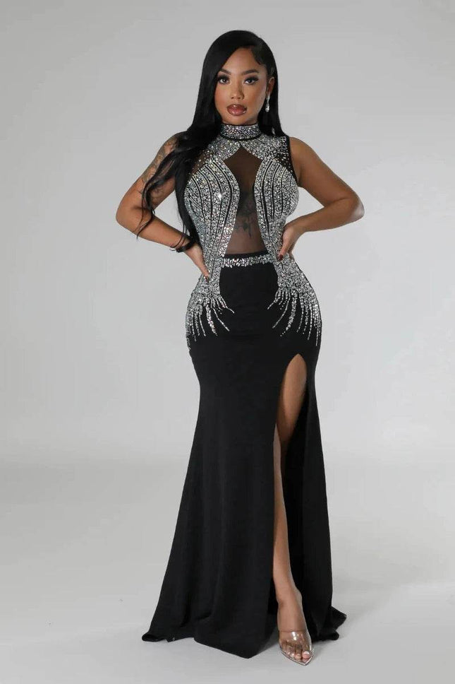 Women Sequin Black Prom Evening Maxi Dress - Maxi Dress - Ectic - Mad Fly Essentials