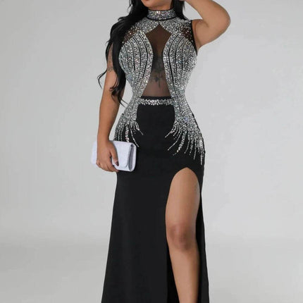 Women Sequin Black Prom Evening Maxi Dress - Maxi Dress - Ectic - Mad Fly Essentials
