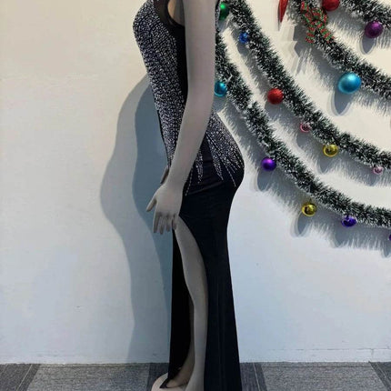 Women Sequin Black Prom Evening Maxi Dress - Maxi Dress - Ectic - Mad Fly Essentials